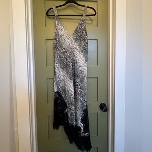 NWOT Elegant Python Dress with Lace Trim